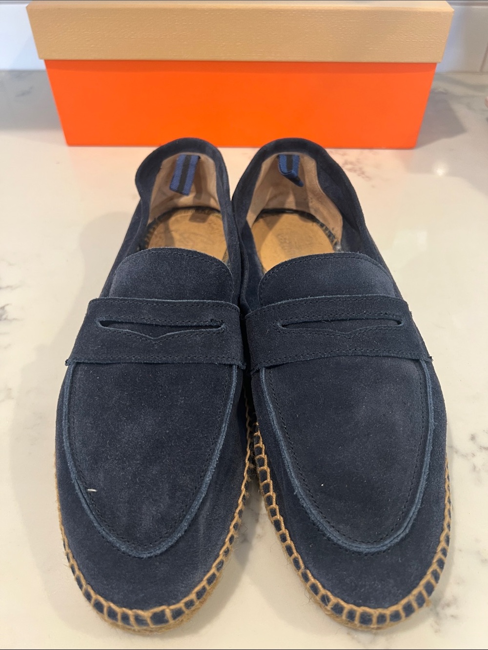 Castaner Navy Suede Espadrille Penny Loafers